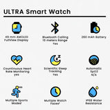 WATERPROOF ULTRA SMART WATCH WITH 7 STRAPS & 2.1 INCH FULL HD SCREEN