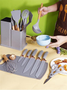 Silicone kitchenware set, 19-piece